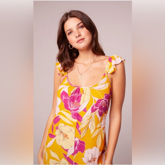 EUPHORIA GOLD FLORAL WIDE LEG JUMPSUIT - Picture 3 of 4